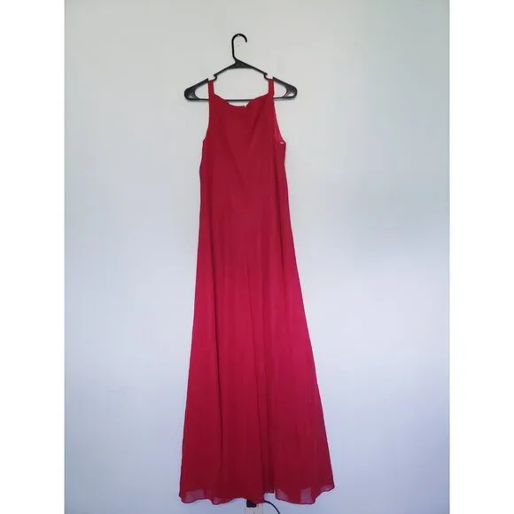 Betsy & Adam Womens 14 Formal Long Dress Red Gold Accent Sparkly Party FLAW - Picture 2 of 9